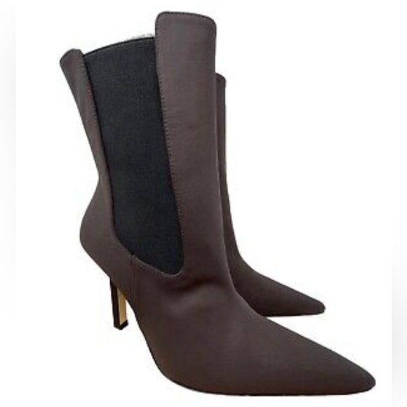 Good American High Kickstand Neoprene Bootie In Brown Gold Accents Size 7.5 & 9 - Picture 2 of 13